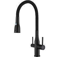 Смеситель для кухни с гибким изливом и подключением фильтра GAPPO G4399-66, черный