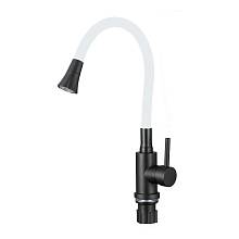 Смеситель для кухни с гибким изливом и режимом душ Fmark FS8299H-02, черный/белый