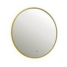 Зеркало Dreja SHINE 80х80 см, метал. рама, золото, беск. сенсор,  LED-подсветка, диммер