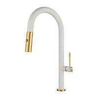 Смеситель для кухни с выдвижным изливом Rivelato Asti 3972500, иней/золото