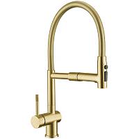 Смеситель для кухни с гибким изливом и режимом душ Fmark FS0152C-07, матовое золото