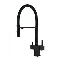 Смеситель для кухни с гибким изливом и подключением фильтра Grocenberg GB4098BL, черный