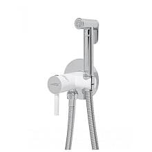 Смеситель встраиваемый с гигиеническим душем Hansberge H3099W, хром/белый