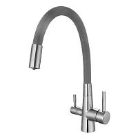 Смеситель для кухни с гибким изливом и подключением фильтра Esko Coral CL 03 G, сатин/серый