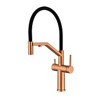 Смеситель Raglo R20.62.33 для кухни с подключением к фильтру съёмный гибкий излив  с магнитным фиксатором, матовая медь