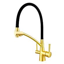Смеситель Raglo R80.621.43 для кухни с подключением к фильтру съёмный гибкий излив, светлое золото